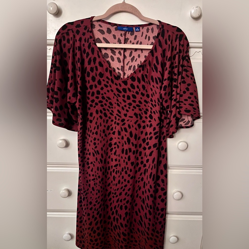 Apt. 9 Red and Black Leopard Print Midi Dress